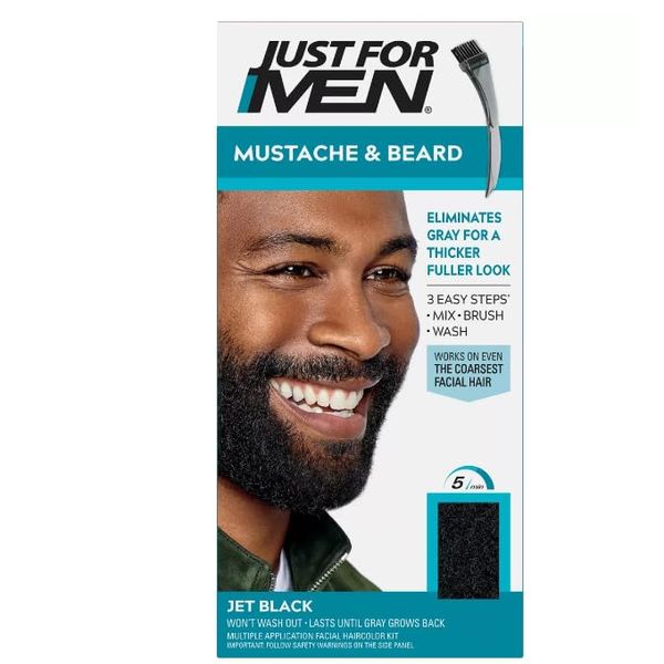 Just for Men Brush-In Color Gel for Mustache, Beard & Sideburns, Jet Black, M-60, 1 kit, (Pack of 3)