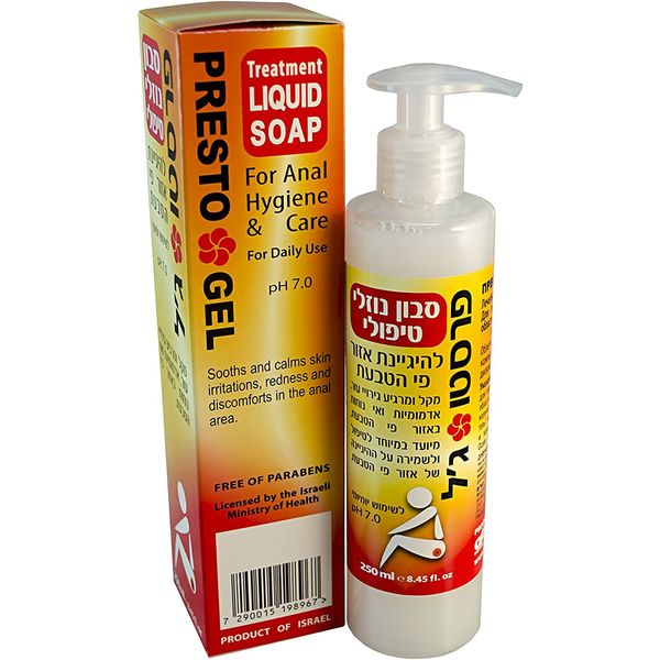 Presto Gel Hemorrhoid Treatment Liquid Soap. pH 7.0