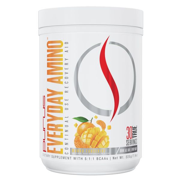 Purus Labs Everyday Amino BCAA Powder | Amino Acids for Muscle Hydration & Recovery | Sugar Free & Gluten Free | 30 Servings (Fresh Mango Tangerine)