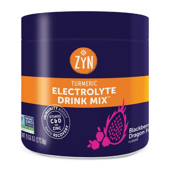 ZYN Electrolyte Powder Drink Mix with Turmeric - Aids Muscle Recovery, Supports Joints, Electrolyte Replenishment - Added Vitamins for Immunity (30 Servings, BlackBerry Dragonfruit)