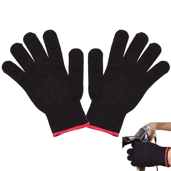 ZXCHOME Pack of 2 Heat Resistant Gloves, Heat Protection Glove Curling Iron Soft Heat Protection Gloves Curling Iron for Heat Straighteners Gloves Hair Tools (Black)