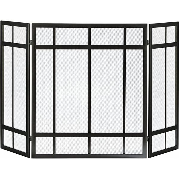 Pleasant Hearth Mission Style 3-Panel Fireplace Screen Metallic