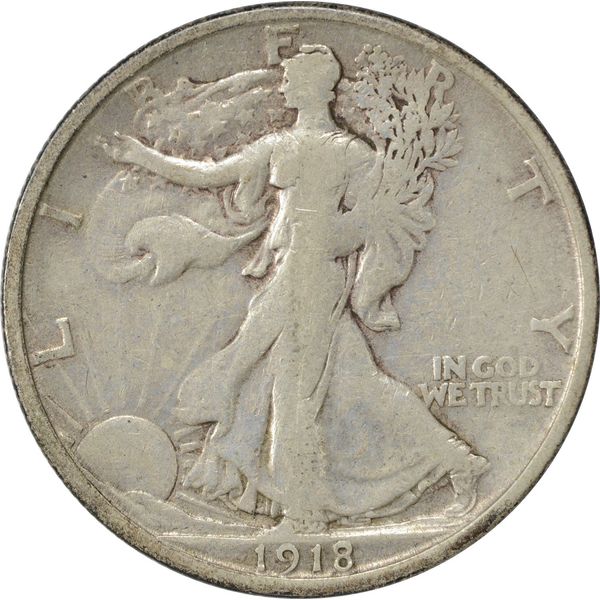 1918-S Walking Liberty Half Dollar Choice F Uncertified