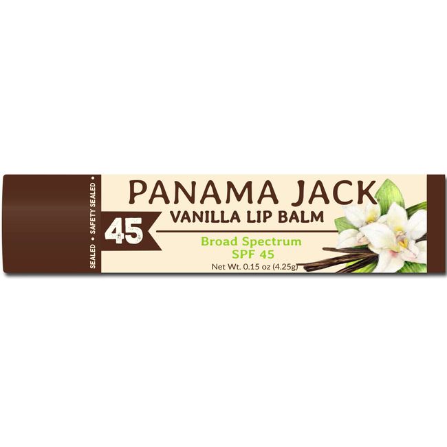 Panama Jack SPF 45 Lip Balm - UVA-UVB Sunscreen (Pack of 12 Vanilla)