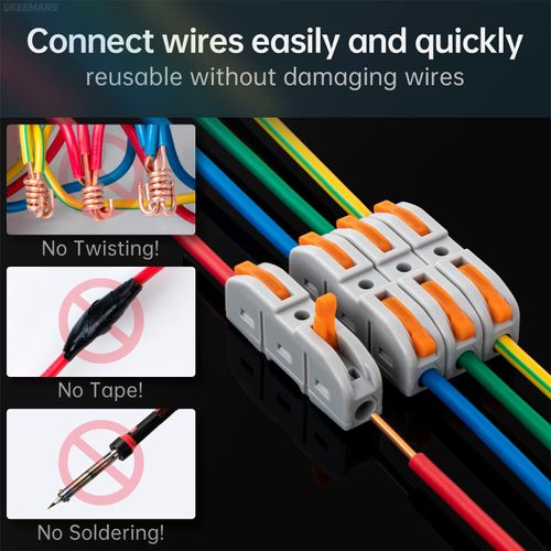 GKEEMARS 50 Pcs Wire Connector, 1 Conductor Compact Wire Connectors Splicing Connectors for Circuit Inline 24-12 AWG (Orange)