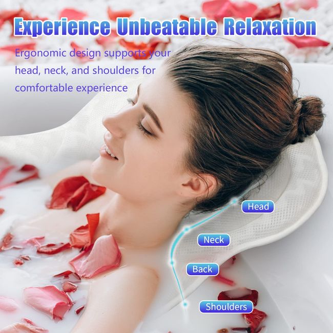 Bath Pillow for Tub Luxury Bathtub Pillow for Head and Neck 4D Air