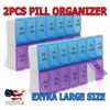 2 Pack Pill Box Extra Large AM/PM Twice a Day Organizer Case Medicine Weekly