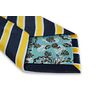 Frederick Thomas Navy Blue Mens Tie with Yellow and White Stripe pattern