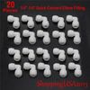 20 Pcs Quick 1/4"-1/4" Connect Elbow Fitting Connector Push In Water Filter