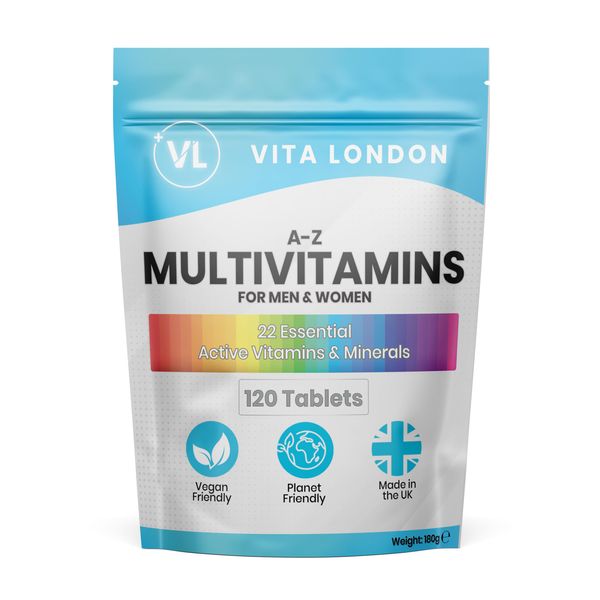 Multivitamin Tablets for Men & Women | 22 Essential Active Multi Vitamins & Minerals | 4 Month Supply (Tablet, not Powder or Capsule) | Food Supplement Made in UK, Vegan