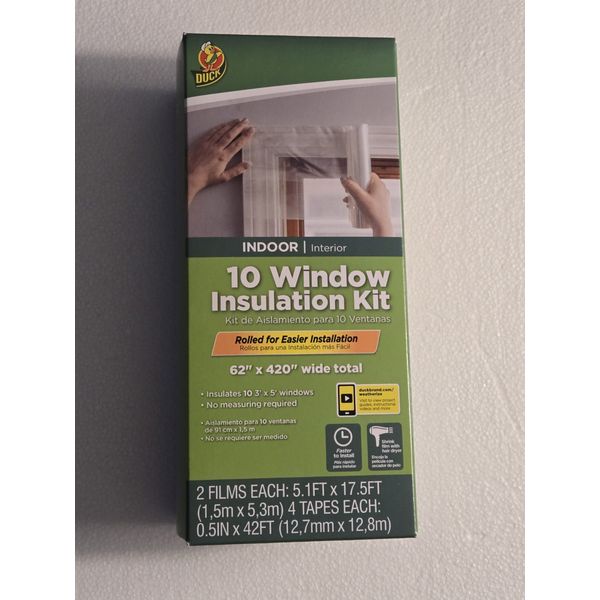 DUCK INDOOR 10 WINDOW INSULATION KIT 62" X 420" ( NEW )