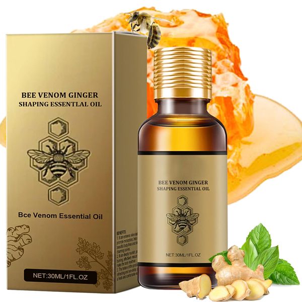 Bee Venom Ginger Body Oil, Bee Venom Belly Button Drops, Bee Venom Drops, Skin Firming Body Cream Ginger Essential Oil, Belly Drainage Ginger Oil, Bee Venom Tightening Skincare and Shaping Body Curve