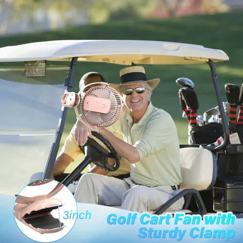 BIVBTP 12000mAh Clip on Fan Rechargeable, 8in Battery Operated Portable Fan, Ultra Quiet Personal Fan with Strong Clamp for Golf Cart,Office Desk, Treadmill, Camping, Bedroom