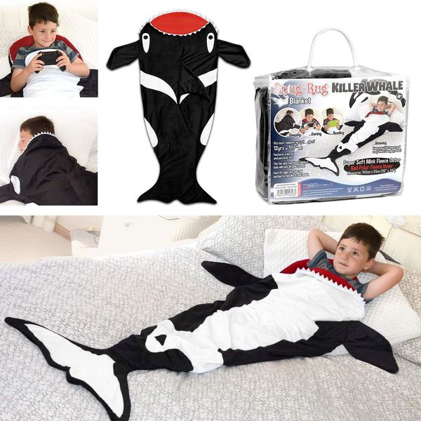 Snug Rug Killer Whale Tail Black & White Super Soft Quality Mink Fleece Blanket – Up to 5ft tall, Polyester, 61 x 5 x 142 cm