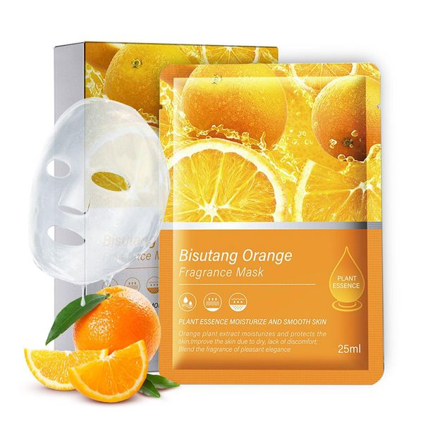 Shefave Vitamin C Tuchmasken Gesicht, 10Pcs Orange Gesichtsmasken, Feuchtigkeitsspendende Face Mask, Glättet und Hydratisiert mit Glow-Effekt, Gleichmäßiger Hautton, Masken Beauty, 25ml