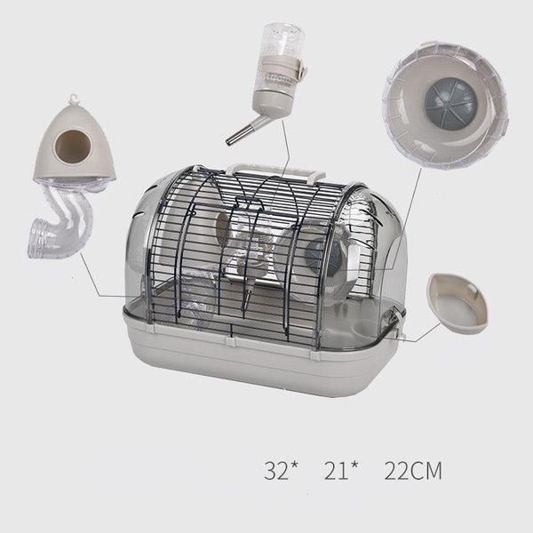 Japanese Elegance: Transparent Base Luxury Hamster Cage - Grey