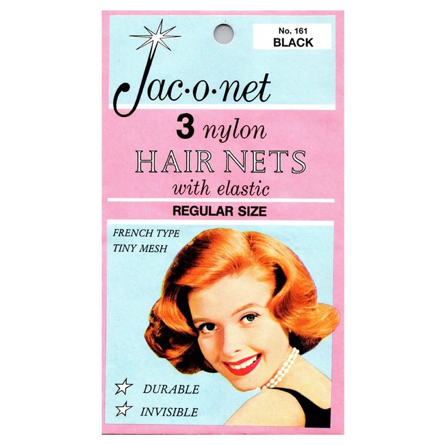 Jac-O-Net French Type, Tiny Mesh Hair Net-Regular Size, Black, 3 Net Per Pack [4 Packs]