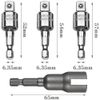 Socket Adapter Set Hex Drill Bit Wing Sleeve Impact Driver Socket Impact Drill Bit Conversion Socket Hex Drill Bit Set 4pcs 1/4"/3/8"/1/2" 6.35mm