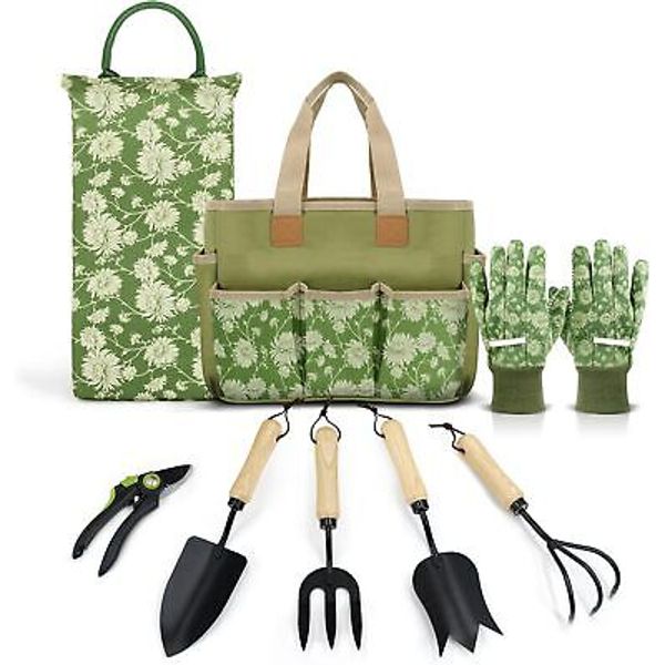 Colwelt Garden Tools Set, 8 Piece, Heavy Duty Gardening with Green