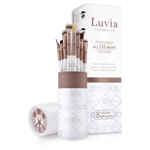 Luvia Cosmetics Augenpinsel-Set, All Eye Want Brush Set, Lidschatten Schminkpinsel-Set, Perfektes Verblenden & Auftragen, 8 Vegane Kosmetikpinsel