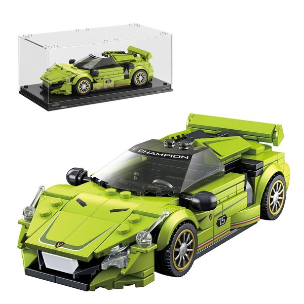 TYCOLE Super Sports Car Building Block Set with Display Case,Speed Race Car Building Kits Construction Toy,Collectible Car Model and Ideal Gift for Adults and Kids 6 and up(323pcs)