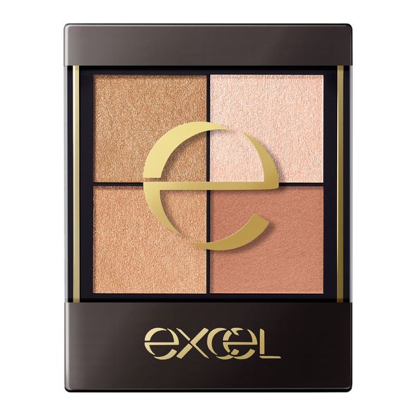 Excel CX01 Real Close Shadow (Tassels Mule) Nuance Color Eyeshadow Palette, 4 Colors, 3 Textures (Glossy, Lame, Matte) 1 Piece (x1)