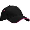 Beechfield B15C Baseball Cap, Black & Fuchsia, One Size