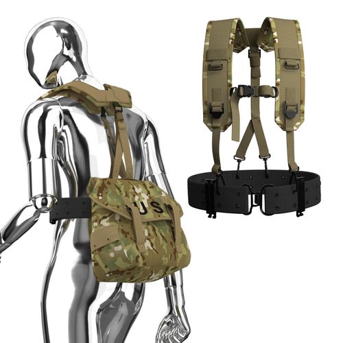 MT Military ALICE Yoke Shoulder Strap with Belt and Utility Army Butt Pack for Outdoor Backpack Multicam/Olive Drab