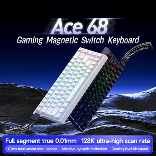 FKZ MCHOSE ACE 68 Magnetic Switch RGB Gaming Keyboard,Hall Effect Rapid Trigger Keyboard 60% Hyper-Fast Adjustable Actuation Side Printed Keycaps 8K Hz Polling Rate for Mac/PC Game (Black)
