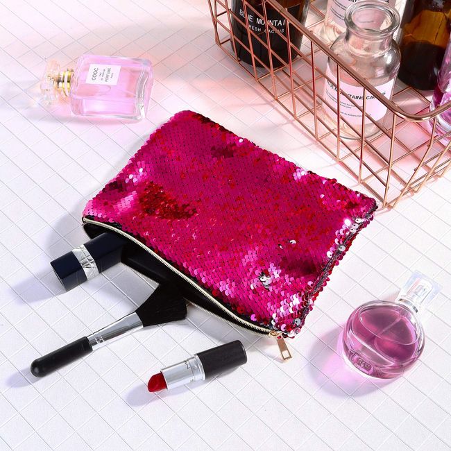 Pink VS Make Up Cosmetic Bag Reversible Sequins