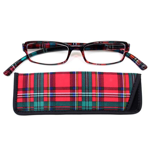 Bayline Neck Readers Bayline Neck Readers PC Function Reading Glasses, Check/Clear Red, 0.00 度なし