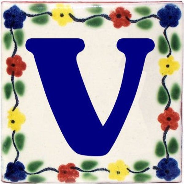 2 pcs Bouquet Talavera Clay House Letter V