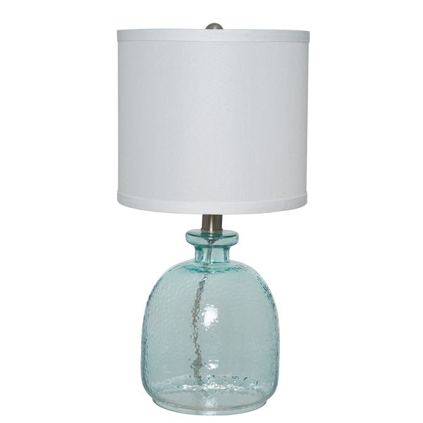 Catalina Lighting 20687-000 Textured Ocean Blue Glass Table Lamp, 18.25"H