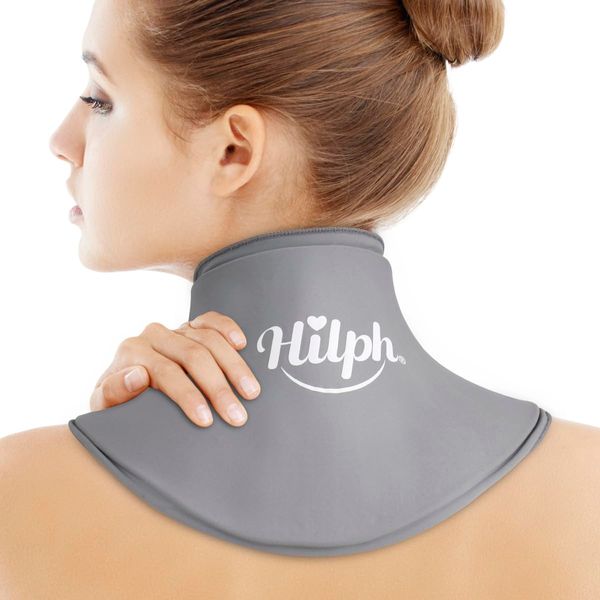 Hilph Neck Ice Pack for Injuries, Reusable Neck Ice Pack Wrap Cervical Ice Pack Cold Compress Therapy for Sports Injuries, Swelling, Office Neck Pressure, Cervical Surgery-Grey