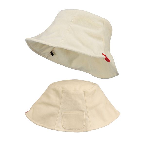 CBJ Sauna Hat, One Size Fits Most, Head Circumference 23.6 inches (60 cm), Washable, Off-White, My Sauna Bucket Hat with Pockets