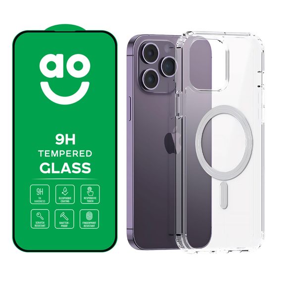 AO Protection Pack and Case Bundle for iPhone 14 Pro Max - Clear