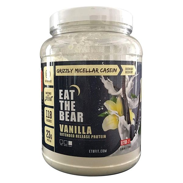 Eat The Bear Grizzly Micellar Casein Protein Vanilla Flavor, 726g, 1 ea