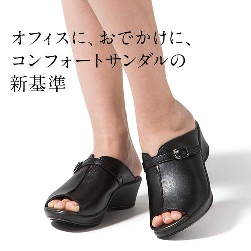 AKAISHI Arch Fitter 136 Comfort Mule, Black, Medium Size (23.0 - 23.5)