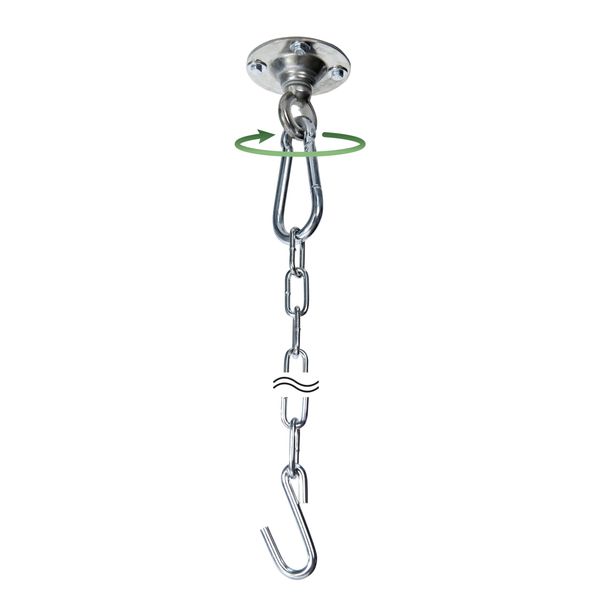 AMAZONAS Power Hook 360° drehbarer Deckenhaken kugelgelagert - belastbar bis 200kg - aus verzinktem Stahl - für Hängesessel inkl. Verlängerungskette 78 cm