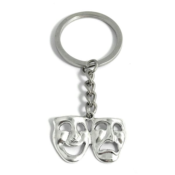 FizzyButton Gifts Theatre Mask Charm Keyring Key Ring with Silver Tone Keychain
