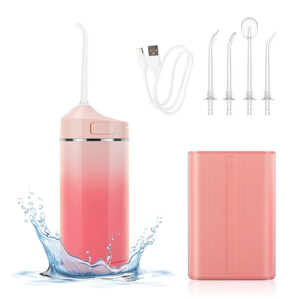 Oral Purifier, High Pulse Rechargeable Water Floss, Jet Washer, USB Rechargeable Oral Purifier, Portable Home Travel Business Trip (Green) (Pink)