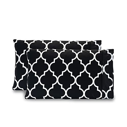 Elegant Comfort Luxury Ultra-Soft 2-Piece Pillowcase Set - 1500 Premium Hotel Quality Microfiber Double Brushed - Wrinkle Resistant, King Size, Quatrefoil Pattern, Black