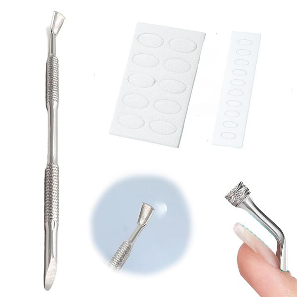 Mitdir Spingi cuticole 2 in 1 Professionale Spatola in metallo Cuticle Pusher Spingi Unghie Spingitore Professionale Argento, Spatola Pusher Pulitore per Manicure Pedicure