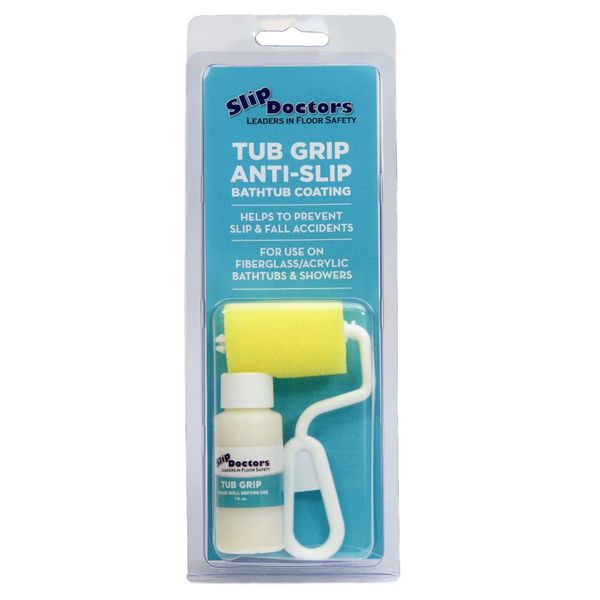 SlipDoctors Tub Grip Non Slip Clear Bathtub Coating I Perfect for Fiberglass & Acrylic Bathtubs and Showers to Prevent Slips & Falls. Barefoot Friendly Fine Texture. Roller Included!