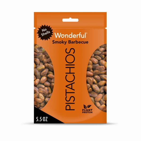 Wonderful Pistachios No Shells, Smoky Barbecue, 5.5 Ounce Bag, Protein Snack, On-the Go Snack