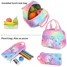 Binienty Women Backpack with Glowing Night Butterflies Lunch Box Girls Book Bags Ages 6-8 Elementary Middle School Bags Kids Lunchbag Insulated Tote