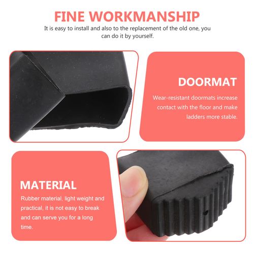 Cabilock Pack of 2 Rubber Ladder Feet Replacement Ladder Caps Ladder Feet Rubber Feet Foot Caps Step Ladder Feet Replacement Rubber Feet Protective Caps Wooden Ladder Non-Slip Feet for Ladder
