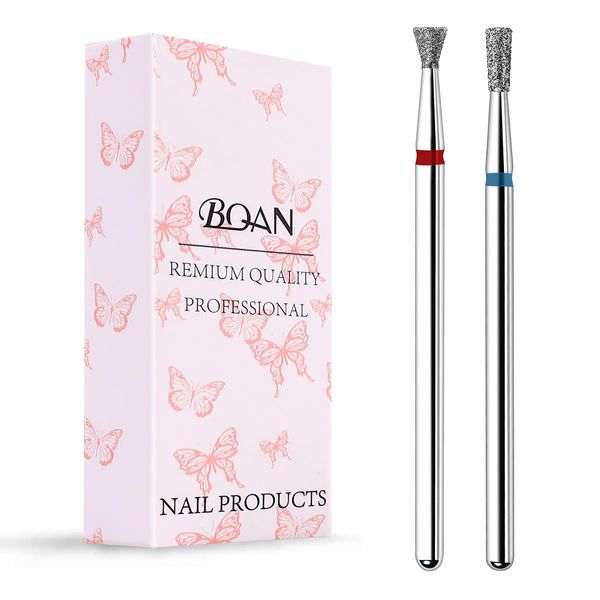 BQAN 2Pcs Nail Drill Bits Diamond Cuticle Removal Bit for Acrylic Nails Manicure Nail Prep and Nail Gel Polish Remover, 3/32" Shank