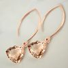 Rose Gold Rose Quartz Trillion Earrings Sterling Silver