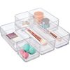 Multi-Size Clear Drawer Organizer Bins Set - 6 Pc for Home & Office Storage